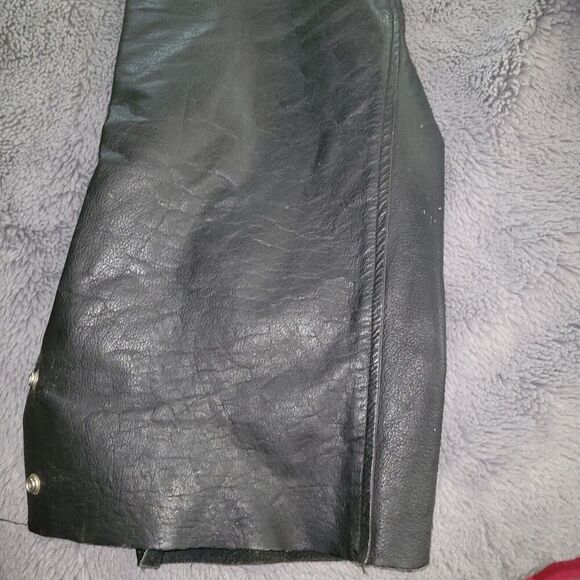 PRO FORCE Leather Chaps Black BIKER Belted Riding Pants Motorcycle Size XXXL 3X - Picture 12 of 14
